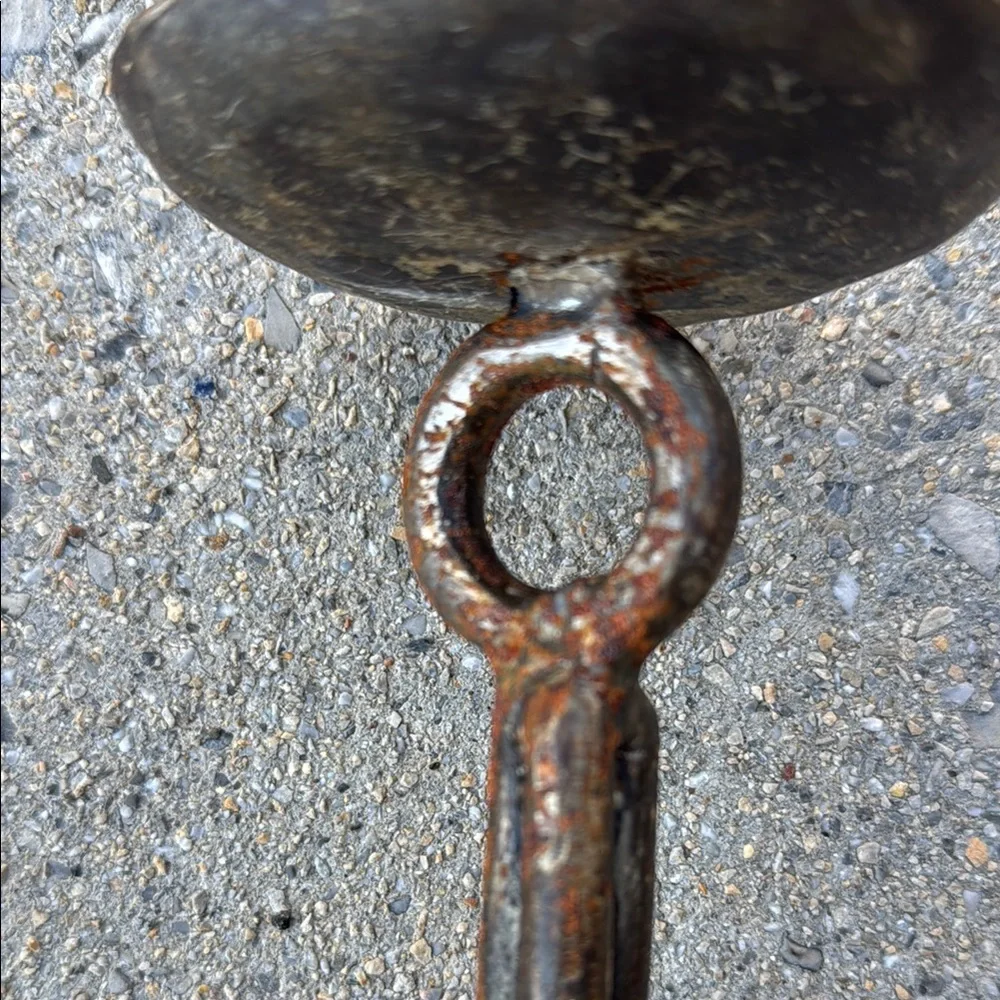 Rustic cast Iron Candle Holder, handmade with aged patina, heavy weight